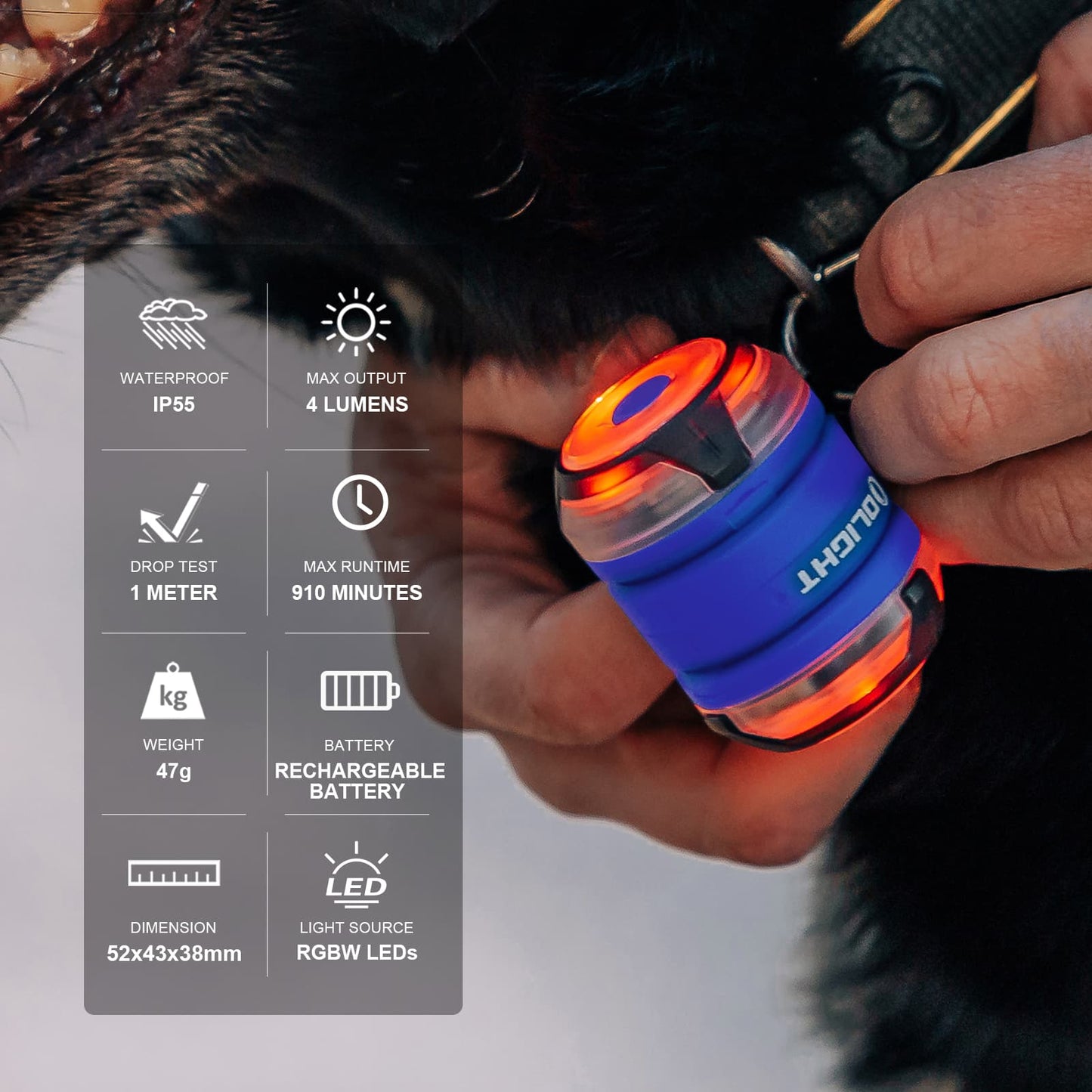 Gober 2 Dog Light – RGBW Rechargeable Tracking Light