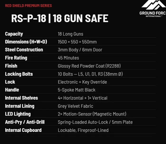 Red Shield 18 Gun Premium Safe