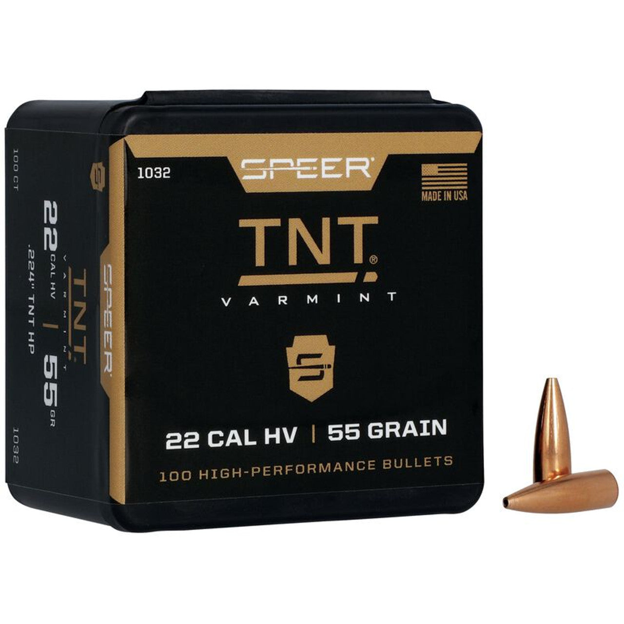SPEER .22 CAL (.224") 55GR TNT HP VARMINT | 100 PACK (1032)