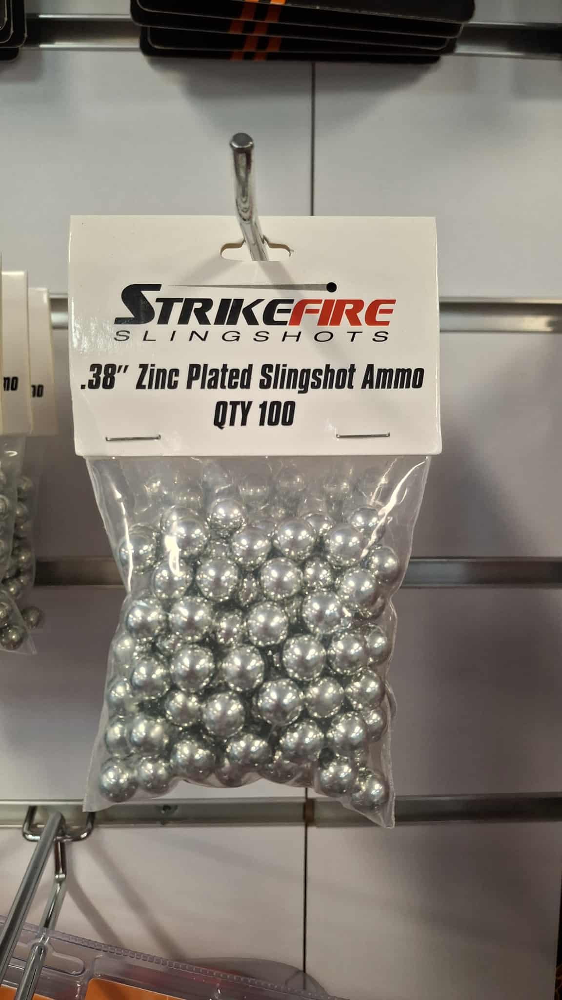 Strikefire slingshot .38" zinc plates Slingshot ammp pk 100