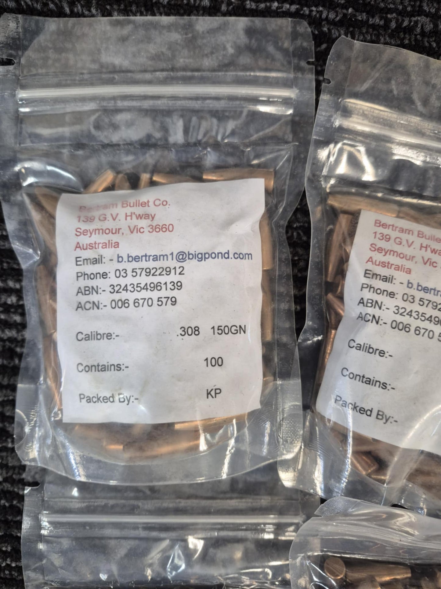 Bertram 30cal Projectiles 150gn SP 100pk