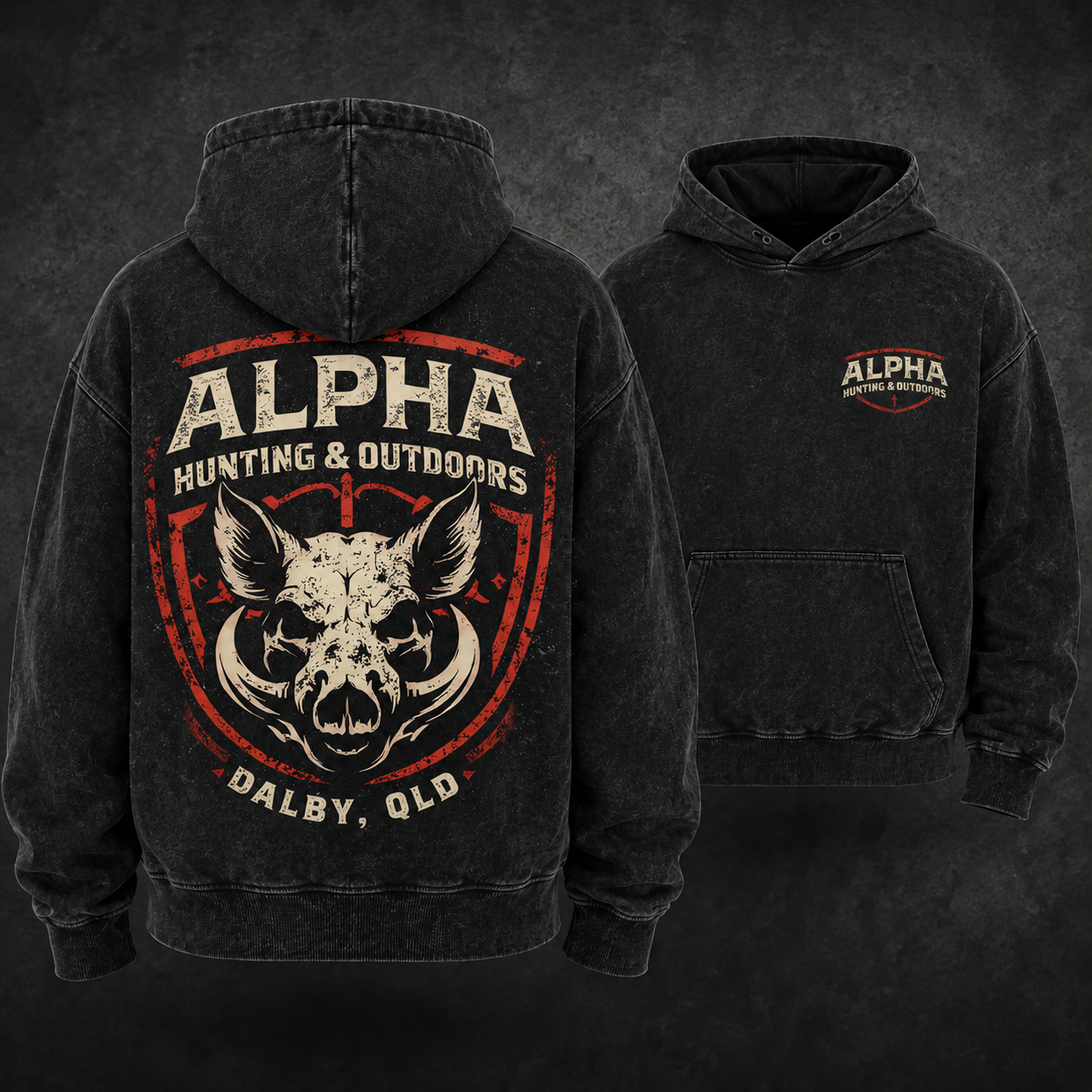 Alpha Full Hog Stone Washed hoodie