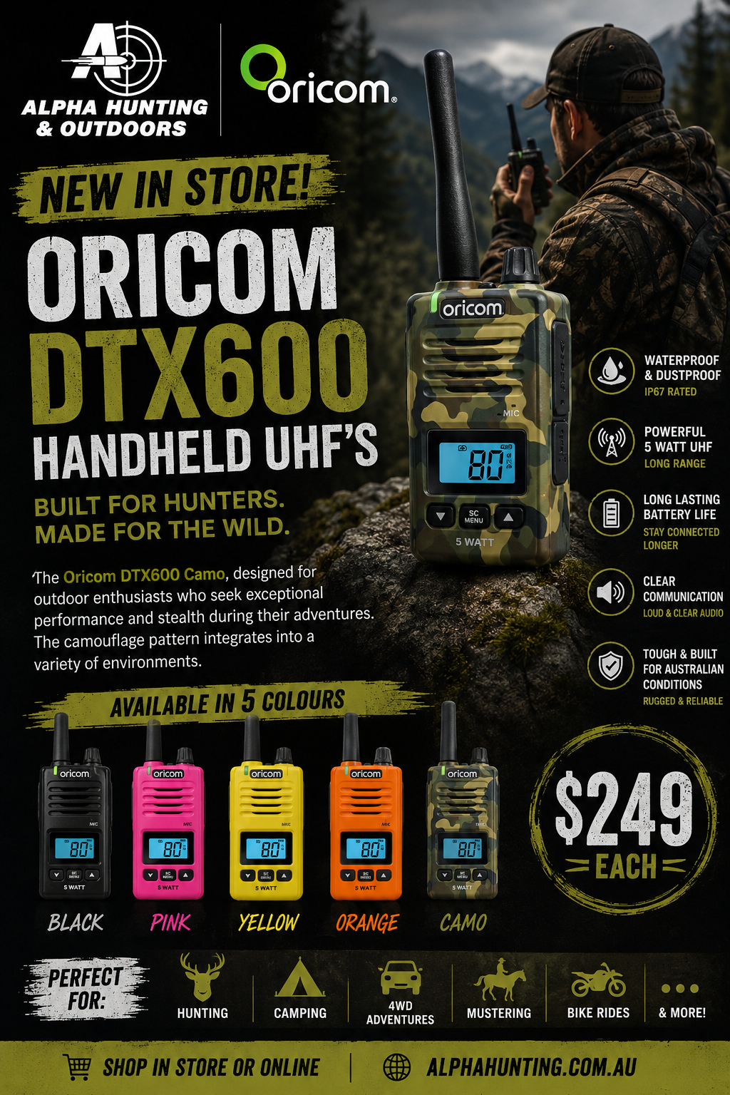 Oricom DTX600 5 Watt Handheld UHF Radio