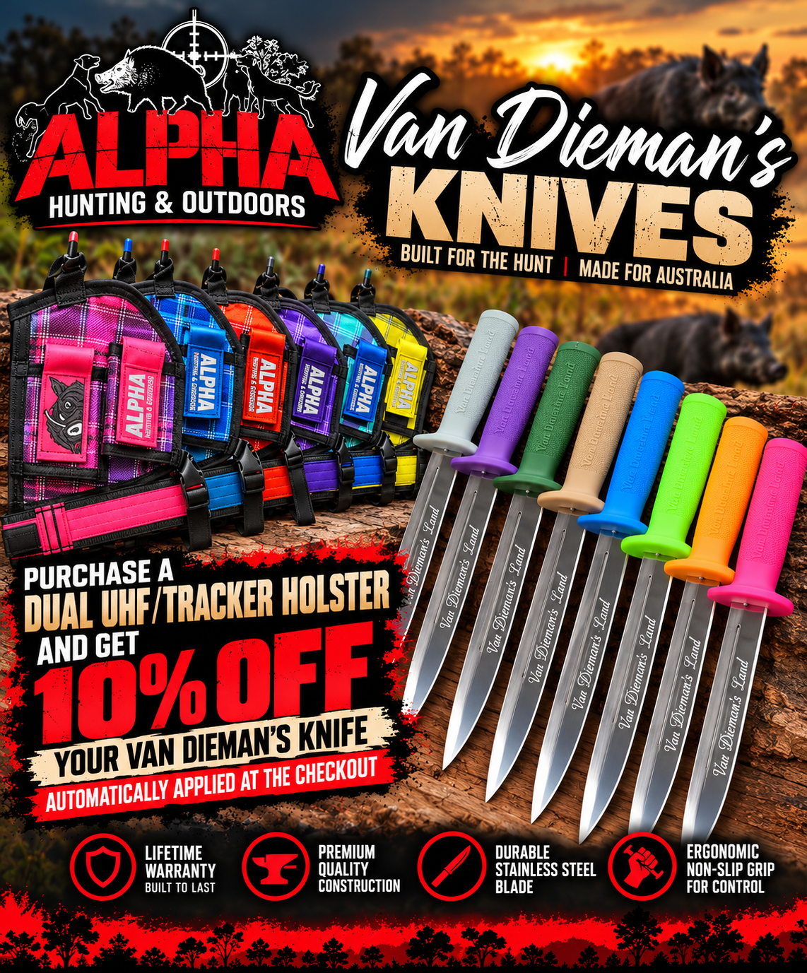 Mesh Dual Tracker/GPS/UHF holders with knife