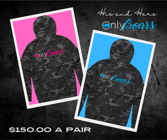 Only Boars His & Hers Camo Hoodies – Blue & Pink Camo