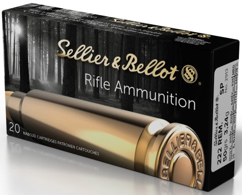 Sellier & Bellot 222 Rem 50 grain SP Ammo 20 rd