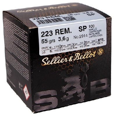 Sellier & Bellot 223 Rem 55 grain SP Ammo 100 rd