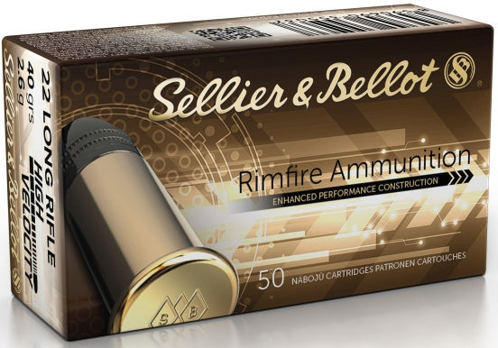 Sellier & Bellot 22 Long Rifle 40 grain lead Nickled Case Ammo 50 rd