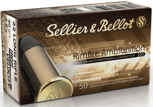 Sellier & Bellot 22 Long Rifle 40 grain lead Nickled Case Ammo 50 rd