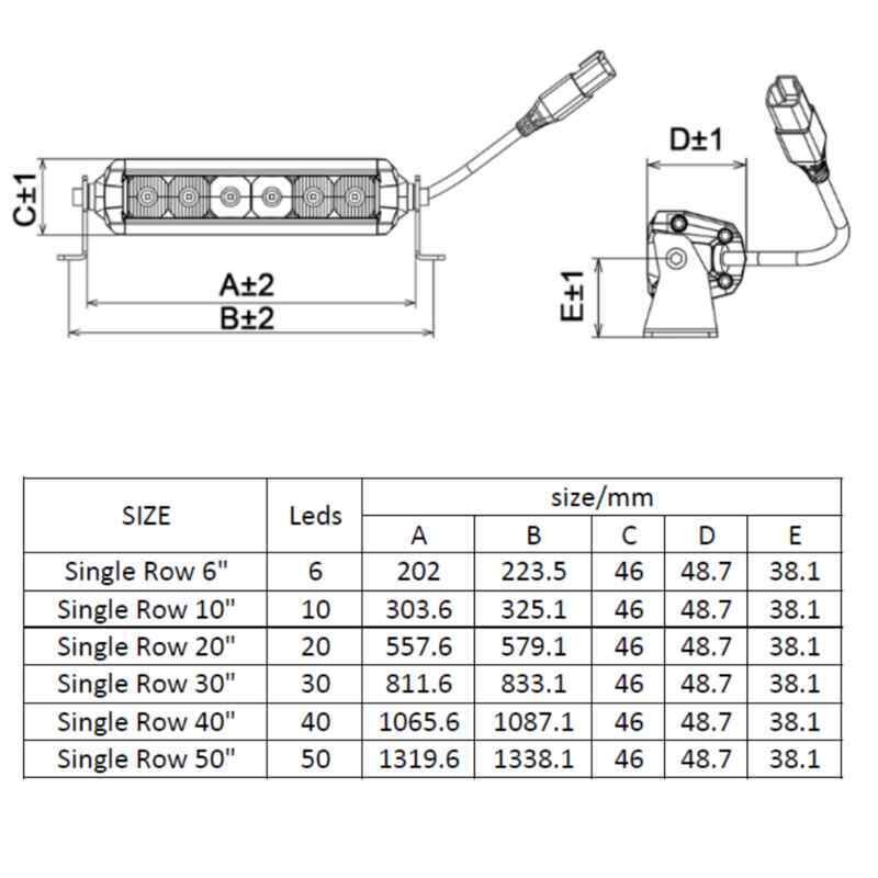 OCAM 10'' Slimline Single Row Light Bar 50W OSRAM LED 9-36V