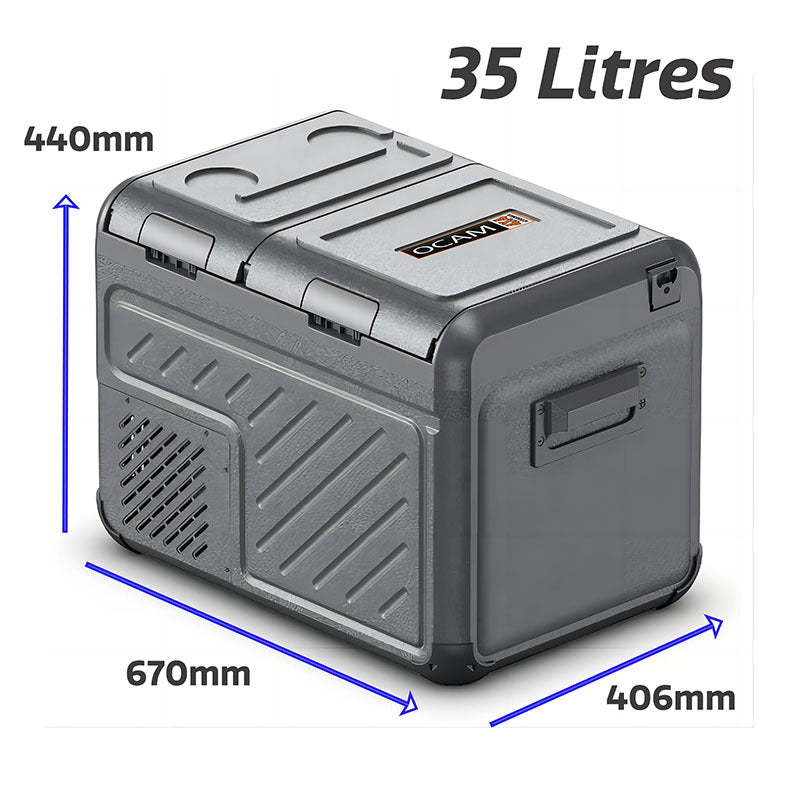 OCAM Explore 35 Litre Portable Camping Fridge Freezer, Dual Zone