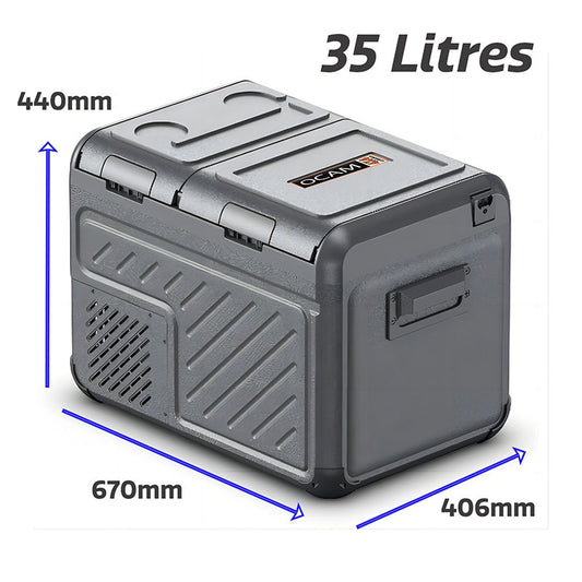 OCAM Explore 35 Litre Portable Camping Fridge Freezer, Dual Zone