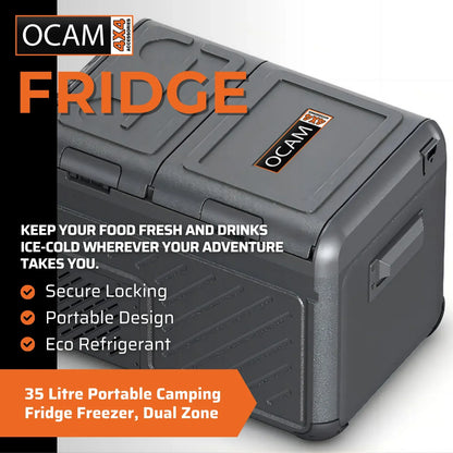 OCAM Explore 35 Litre Portable Camping Fridge Freezer, Dual Zone