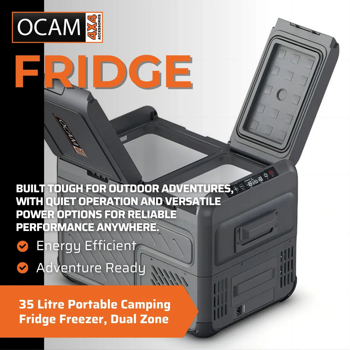OCAM Explore 35 Litre Portable Camping Fridge Freezer, Dual Zone
