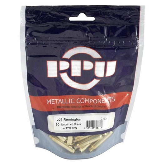 PPU Unprimed Brass Cases - 223 Remington - 50 Pack