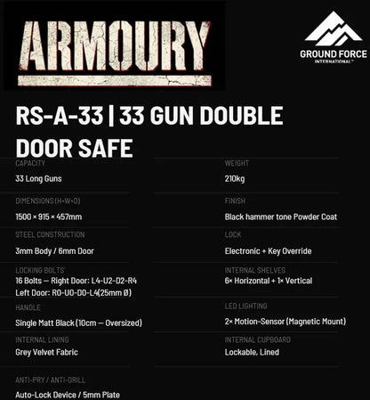 Red Shield 33 Gun Double Door Safe