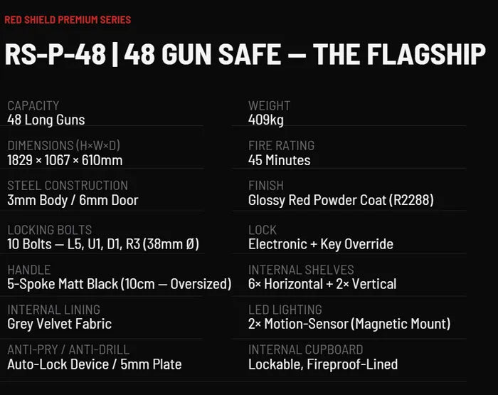 Red Shield 48 Gun Premium Safe