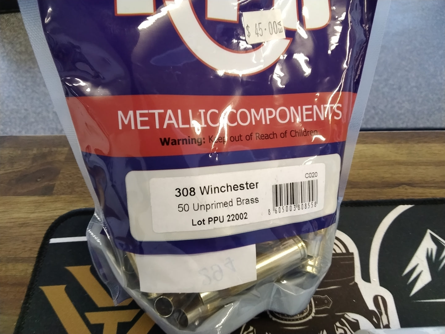PPU 308win 50 unprimed brass cases