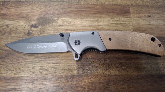 Van Diemans Land Teton folding knife wood handle