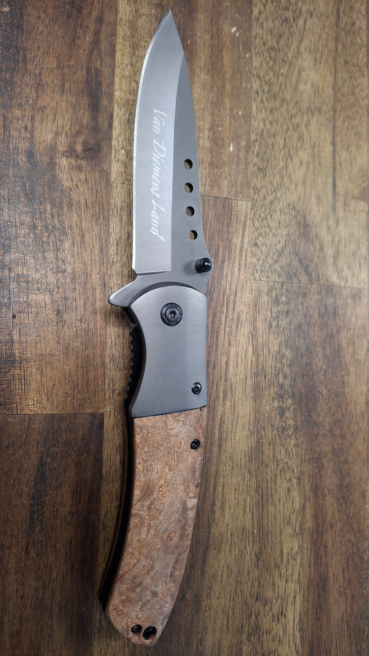 Van Diemans Land Zion folding knife wood handle