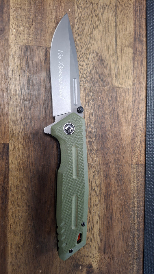 Van Diemans Land Sherman folding knife green