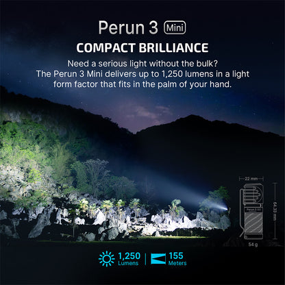 Olight Perun 3 Mini 1250 lumens Rechargeable Head Torch with White and Red Light